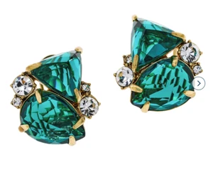 New $120 HEIDI DAUS Bella Veneto Crystal Deco Earrings Emerald Green Omega - Picture 1 of 6