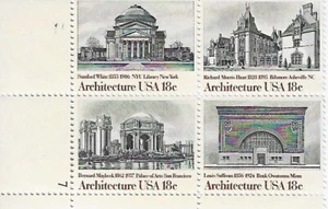 US American Architecture 18c Stamp Plate Block of 4 Scott #1928 - 1931 - Picture 1 of 1