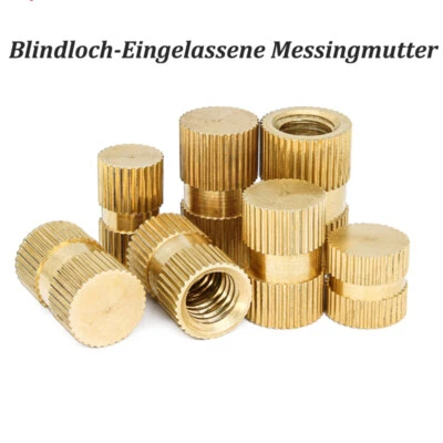 Rändelmutter Kupfer Gewindeeinsatz Einpressmutter M3 M4 M6 M8 Sackloch Messing   - Bild 1 von 4