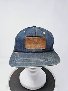 Vintage Levi Strauss Denim Hat Cap Leather Patch Orange Tab Strapback RARE - Picture 1 of 10