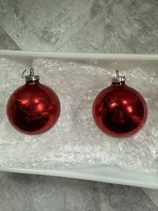 Vintage Mercury Glass Red Christmas Ornaments West Germany lot of 2 - Picture 1 of 3