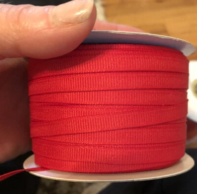 1/4,  Grosgrain Ribbon Solid Color Red roll of 100 Yards - Image 1 of 3