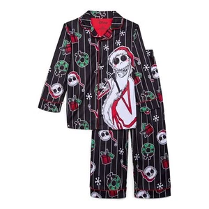 Nightmare Before Christmas Jack Skellington Santa Boy's Flannel Print Pajama Set - Picture 1 of 6