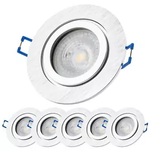 LED Einbaustrahler IP44 GU10 7W Decken Strahler 230V Bad Einbauspots 68mm Alu - Bild 1 von 7