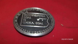 Pewter Pennsylvania Coal is UMWA Coal District 2 Belt Buckle - Picture 1 of 2