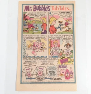 Años 80 Mr. Anuncio de cómic Bubble Tub Tales - Exhibición de pared de arte de baño divertido laminado - Imagen 1 de 5