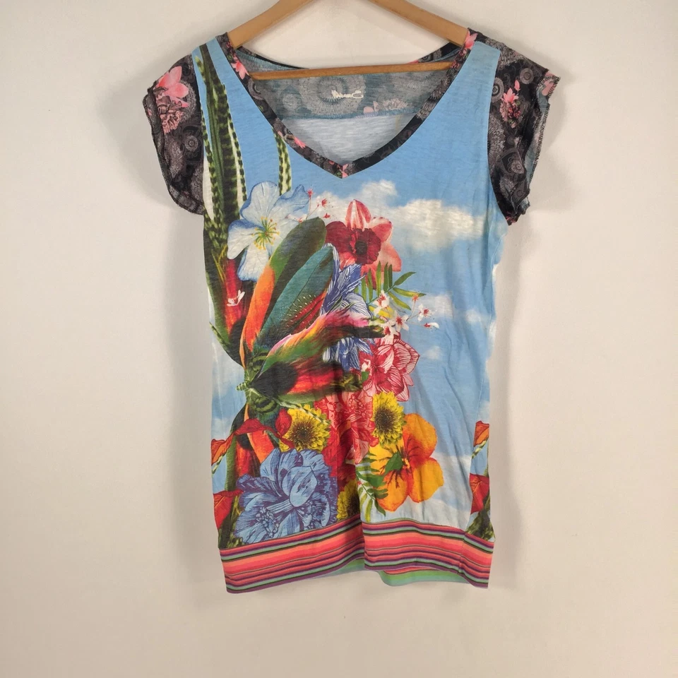 Camiseta feminina Smash tamanho S multicolorida floral manga curta algodão 060828 - Imagem 1 de 4