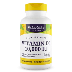 Healthy Origins vitamina D3 10.000iu 360 cápsulas blandas salud inmune y huesos fuertes