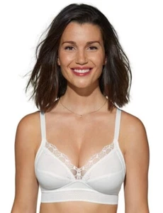 Playtex Feel Good Organic Cotton Bra P0AUA Wirefree Soft Full Bra White Size 38C - Picture 1 of 4