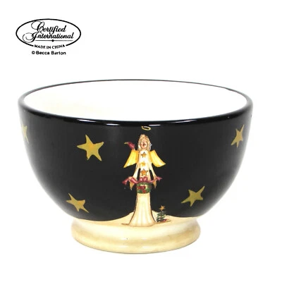 Certificado International MIDNIGHT ANGEL 16oz Postre 5.25" Tazón Estrellas Negro Dorado Foto 1 de 4