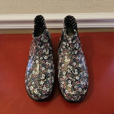 Alegria Climatease 雨靴女式 5 码/欧盟 35 码黑色花卉 — 第 1/4 张图片