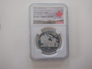1981 S$1 DOLLAR TRANS-CANADA RAILWAY CANADA NGC PF69UC ULTRA CAMEO - Picture 1 of 3