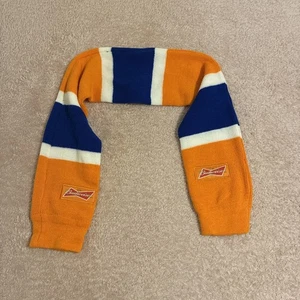 Budweiser Hockey Scarf Orange White Blue 50” long 6” Warm Winter Knit Scarf - Picture 1 of 3