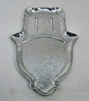 Crate & Barrel PAOLA NAVONE 14" x 10" Como Hamsa Hand Aluminum Tray Hammered - Image 1 of 4