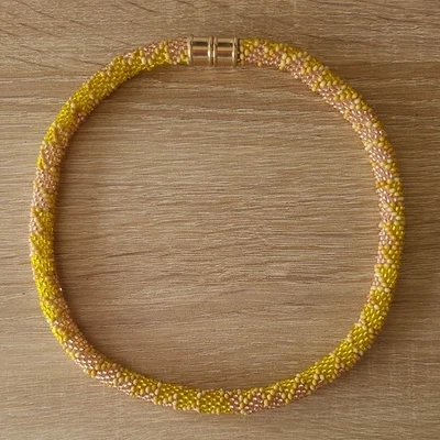 Glasperlenkette Halskette Perlenkette gehäkelt Collier  - Bild 1 von 3