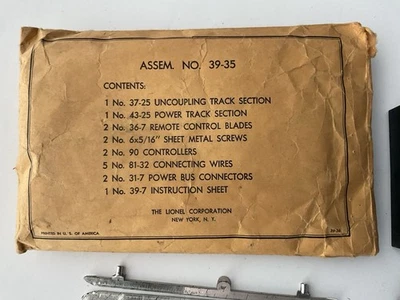 Sobre Lionel Super O 39-35 Vintage SIN USAR Paquete Completo Foto 1 de 4