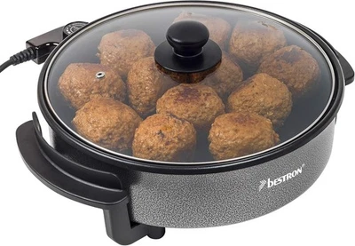 Bestron Elektrische Partypfanne, Multifunktionspfanne Ø28.5 cm mit Glasdeckel - Bild 1 von 4
