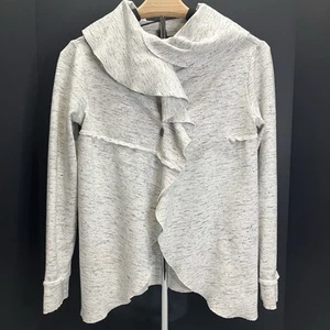 Kensie Womens White Heathered Snap Front Wrap Sweatshirt Size XS - Picture 1 of 7
