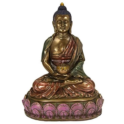 Celestial Buddha Amitabha on Meditative Altar Buddhism Bronze Statue Figurine - Image 1 of 2
