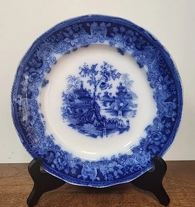 SHANGHAI FLOW BLUE 8 3/4" PLATE - WADE & CO - EXCELLENT - Picture 1 of 4