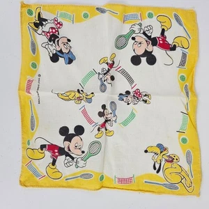 Vintage Kinder Taschentuch Mickey Mouse Tennis Minnie Pluto Walt Disney Productions - Bild 1 von 6