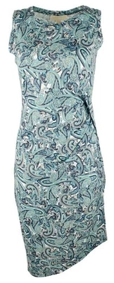 Michael Kors Women's Plus Size Paisley Crew Neck Drape Sleeveless Dress - Image 1 of 4