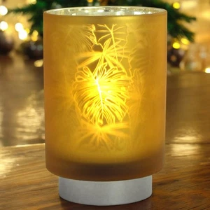 Lámpara de Mesa LED Iluminada Hojas Doradas Funciona con Pilas Inalámbrica Luz de Vidrio - Imagen 1 de 12