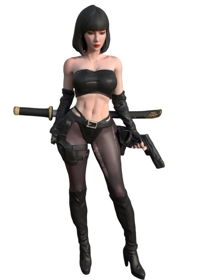 Resin Diorama 1:64 Cool Girl Agent Miniature Figurine Doll Car Toys Scene Props - Image 1 of 1