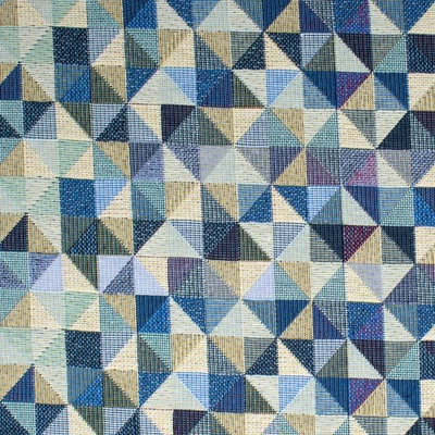 Gobelin kleine Dreiecke im Quadrat blauDekostoff Meterware (Preis=0,5m) - Bild 1 von 4