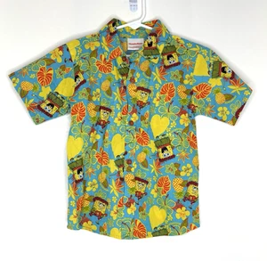 Nickelodeon Boys 5T Hawaiian Shirt Spongebob Squarepants Collared Cotton Button - Picture 1 of 5