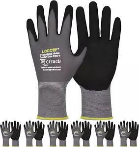 6 Pairs Microfoam Nitrile Coated Work Gloves Seamless Nylon Grip Safety - Picture 1 of 8