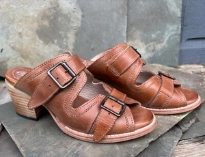 FREEBIRD “Caprice” (8) Brown Leather Sandals Heels with Straps Buckles Slip-On - Picture 1 of 11