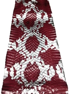 Metallic Snake Skin Snakeskin Leather Silver Dark Red 5.5x51" - Picture 1 of 3