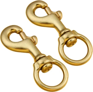 3-1/4 Inch Solid Brass Swivel Bolt Snap Hooks 7/8 Inch Swivel Eye Single Ende... - Picture 1 of 8