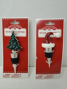 2 tapones de vino de metal navideño, tapón de corcho, sombrero de Santa Claus y árbol de Navidad - Imagen 1 de 3