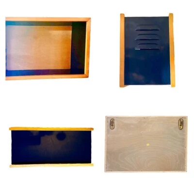 PRATELEIRA CAIXA ARMÁRIO METAL VENTILADA montada na parede e suporte livre azul com acabamento em madeira  - Imagem 1 de 4