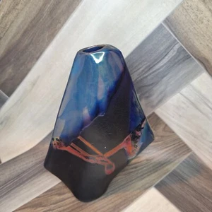 Asymmetrical Abstract Vase Unique Glaze Art Sculpture Form Unsigned - Picture 1 of 13