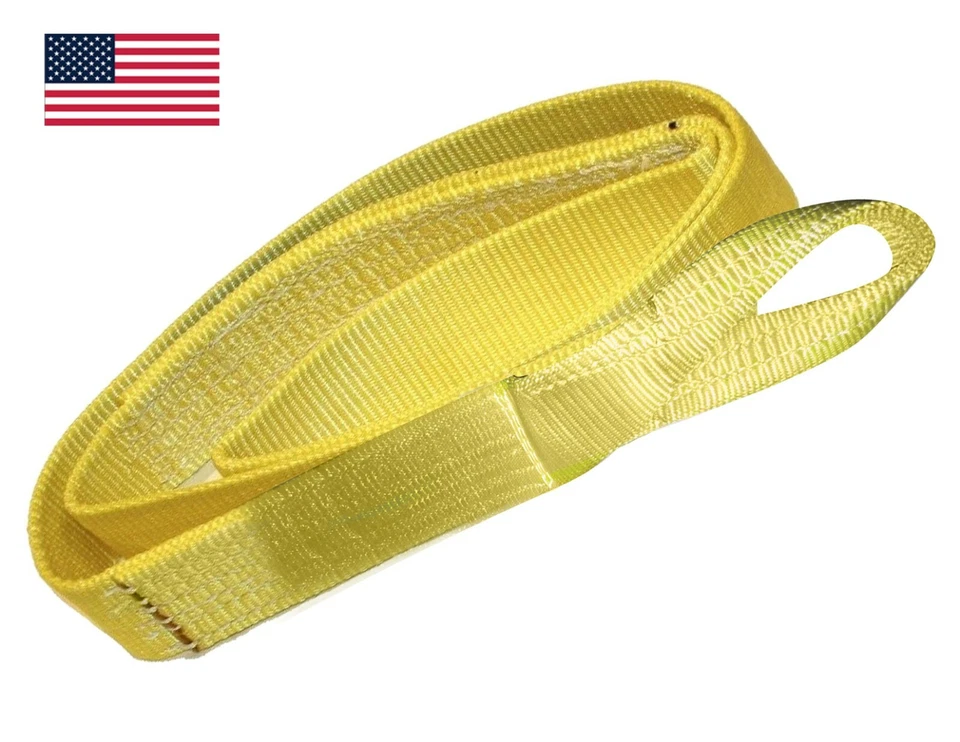 4" x 20' Nylon Lifting Web Sling Eye & Eye 2-ply Crane Tow Pull Strap USA