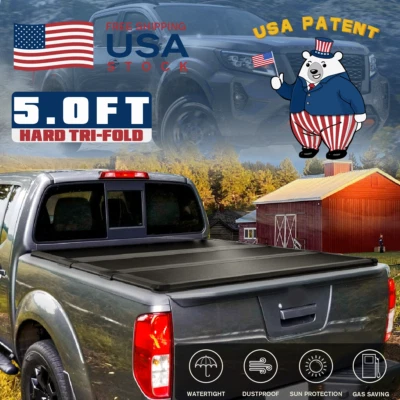 5FT FRP Hard Tri-Fold Tonneau Cover for 2005-25 Frontier 2009-12 Suzuki Equator - Image 1 of 4