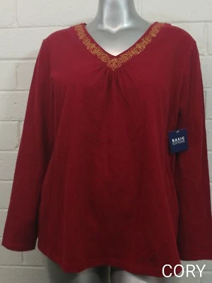 Новый с Ярлыками плюс женщин основные издания Топ блузка размер 2 X 100% хлопок золото украшенный - Изображение 1 из 4