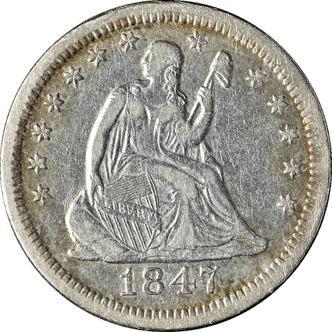 1847-O Seated Liberty Quarter VF/XF Details Nice Strike Cover