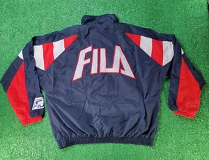 Fila Grant Hill Vintage Windbreaker Jacket Men's Size XL Blue Red White Full Zip - Picture 1 of 14
