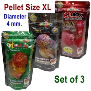Fish Food OKIKO Flowerhorn Set of Head Huncher,Platinum,Quick Red Size XL 100gx3 - Picture 1 of 11