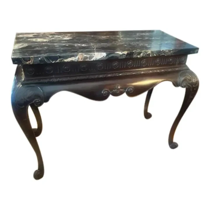 Mesa consola antigua con tapa de mármol de caoba. Foto 1 de 4