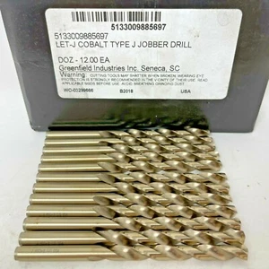 Greenfield Industries Cobalt Let-J Type J Jobber Drill Bit Pack of 12 HSCo-8 USA - Picture 1 of 6
