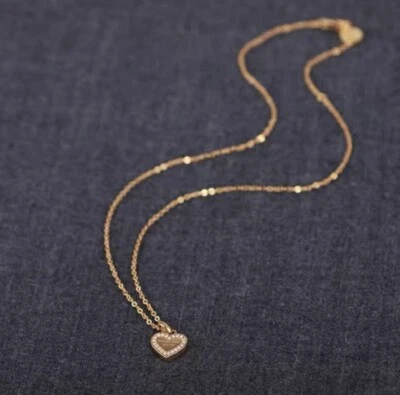 MK Mike Colla Necklace Gold Tone Metal Water Drill Heart New Free Shipping - Image 1 of 4