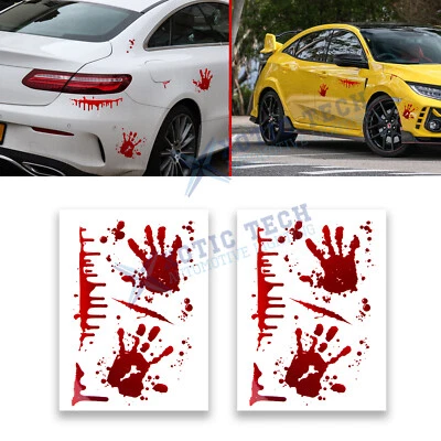 Bleeding Dripping Red Handprint Decor Stickers for Car Full Body Trunk Universal - Image 1 of 4