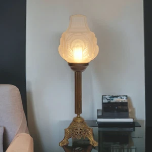 Original Art Deco Jugendstil Tischleuchte "GLOBAL SPHERE" Messinglampe 1910 - Photo 1 sur 16