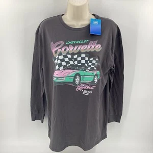 Chevrolet Corvette Girl’s Long Sleeve T Shirt Gray Pink Green Size Small 6/7 115 - Picture 1 of 3
