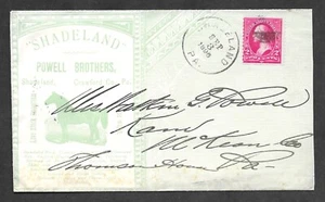 Livestock Horse Powell Br Shadeland Saturated Ad 1896 Circular Cover Crawford PA - Picture 1 of 2